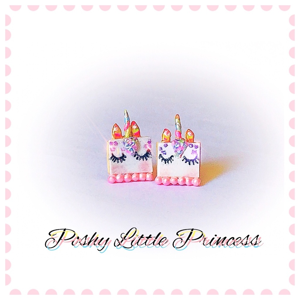 Rainbow Roses Unicorn Studs